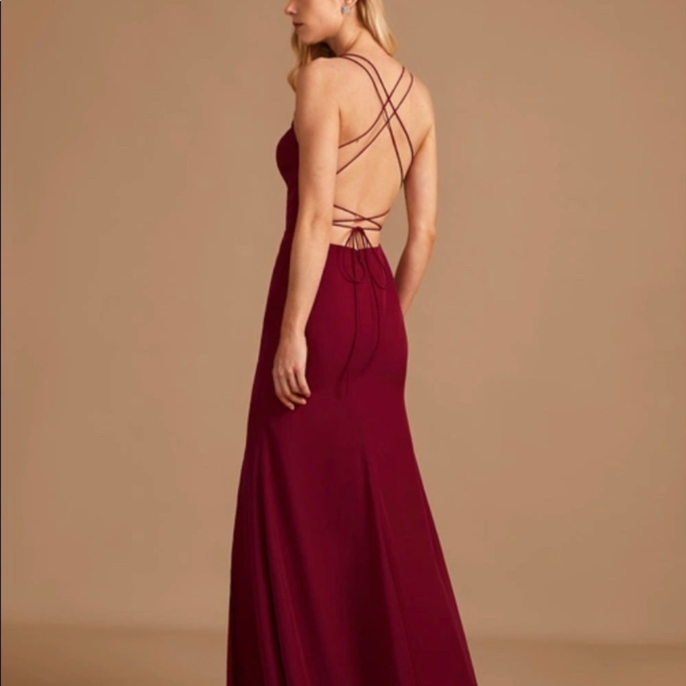 Burgundy Floor Length Bridesmaids Dress
